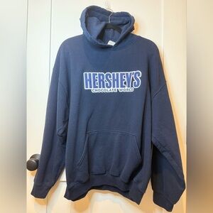 Hershey Park Chocolate World Sweatshirt Golden Heavy Blend Navy Blue Size XL